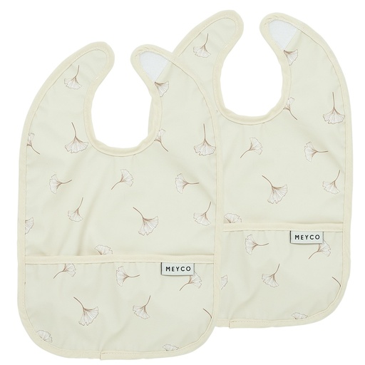 [553279] Meyco | Slabbetje Ginkgo Soft Sand met Opvangbakje 2-pack