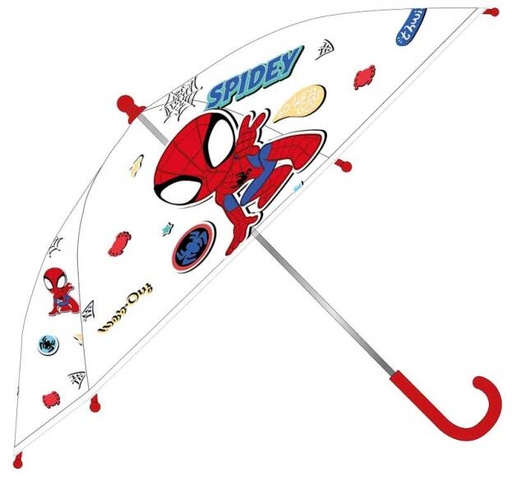 [553609] Spiderman: Paraplu Transparant/Rood 66cmxØ69cm