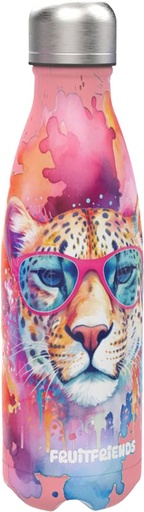 [553621] Lunch Buddies | Drinkfles Leopard RVS Roze 500ml