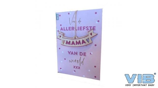 [553884] VIB | Wenskaart Allerliefste Mama van de Wereld Houten Hanger Mama Roze