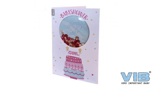 [553891] VIB | Wenskaart Babyshower Girl Confetti Roze