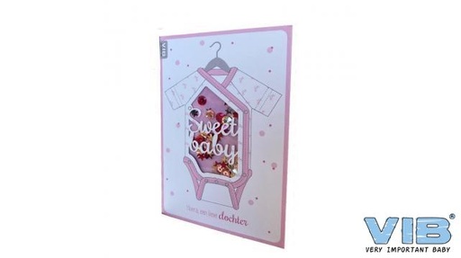 [553893] VIB | Wenskaart Hoera een Lieve Dochter Confetti Sweet Baby Roze