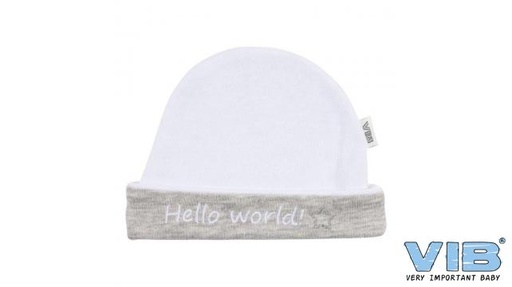 [553925] VIB | Muts Hello World! Wit/Grijs 0-3m