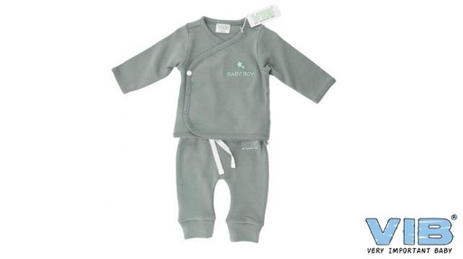 [553951] VIB | Outfit Baby Boy Wikkelshirt/Broek Mosgroen 0-3M