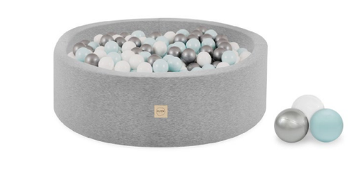 [553971] Plush Nest | Ballenbad Light Gray 200 Ballen Mint/Silver/ White 90x40