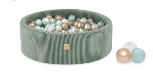 [553972] Plush Nest | Ballenbad Green Corduroy Rond 200 Ballen Pearl/Pearl Mint/Gold 90x30