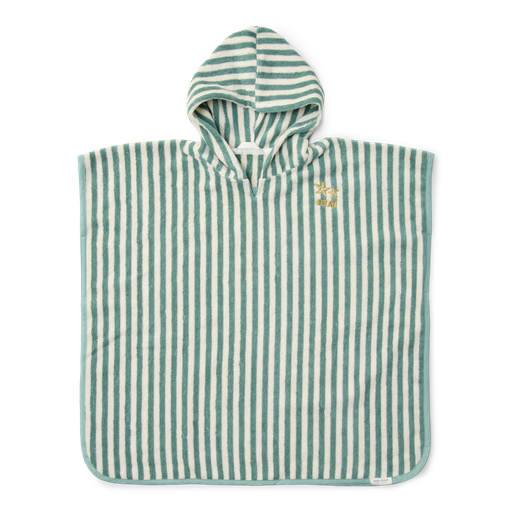 [553995] Little Dutch | Poncho Seashells and Stripes Surf Blue One Size