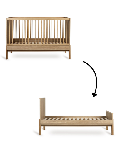 [554066] Quax | Bed Ashi Honey Ash Babybed Omvormbaar tot Juniorbed incl Sponden 70x140cm