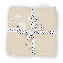 [554163] Done by Deer | Tetra Doek Tiny Farm Burp Cloth Sand 65x65cm 2-pack