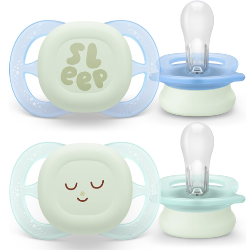[554255] Avent | Fopspeen Ultra Start Night Groen/Blauw +0m  2-pack 