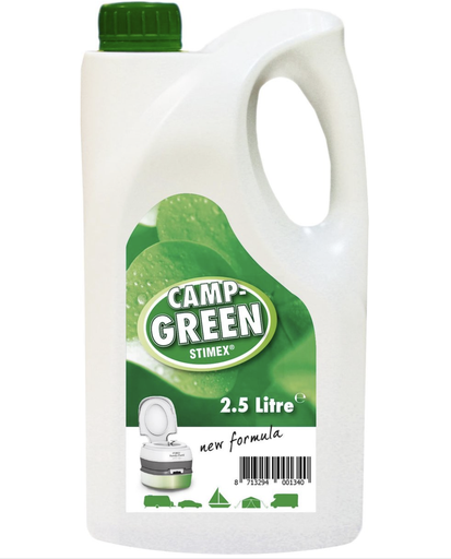 [554333] ONDERHOUDSPRODUCT, toiletvloeistof, Camp Green, 2.5L, voor de afvaltank van het chemisch toilet