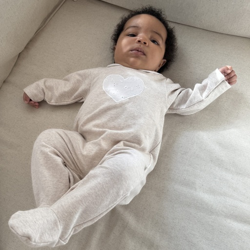 Living Nature | Pyjama Axelle Jersey Hart Broderie Ecru/Wit