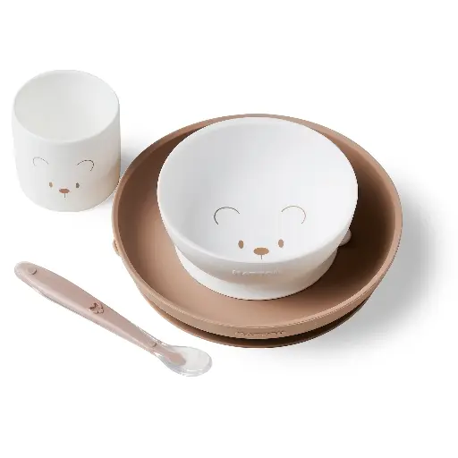 [555664] Nattou | Eetset Silicone Beer Wit/Beige