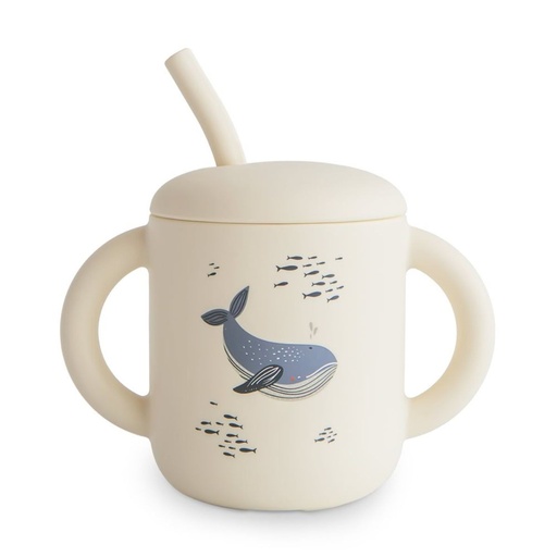 [556082] Mushie | Drinkbeker Training Cup+ Silicone Whales 