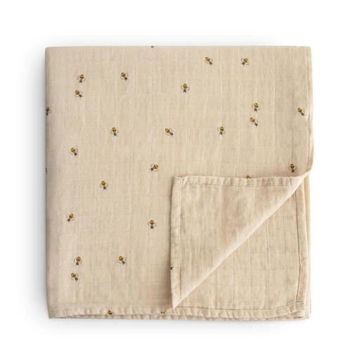 [556150] Mushie | Tetra Doek Bees Deken/Wikkeldeken 120x120cm