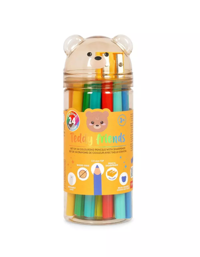 [556288] Legami | Kleurpotloden Teddy Friends 24 Kleuren en Slijper