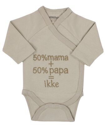 [556530] PetitVillain | Geboortebody 50% Mama 50% Papa Lange Mouw Zand M50-62