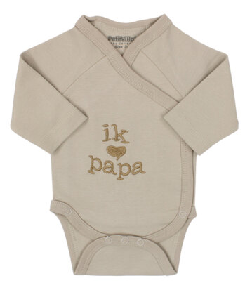 [556535] PetitVillain | Geboortebody Ik Hou van Papa Lange Mouw Zand M50-62