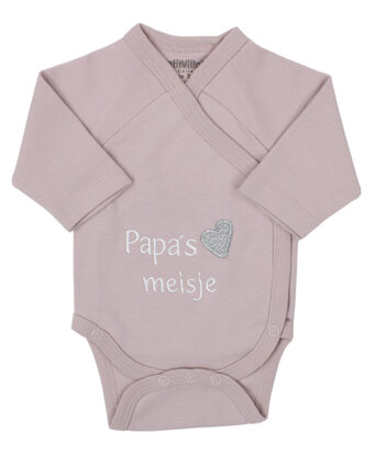 [556546] PetitVillain | Geboortebody Papa's Meisje Lange Mouw Oudroze M50-62