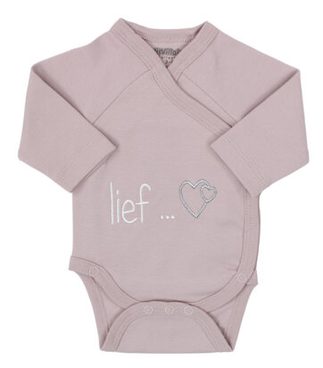 [556551] PetitVillain | Geboortebody Lief ... Lange Mouw Oudroze M50-62