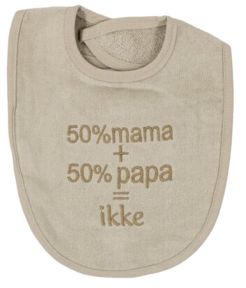 [556579] PetitVillain | Slabbetje 50% Mama + 50% Papa = Ikke Badstof Zand 25x34cm