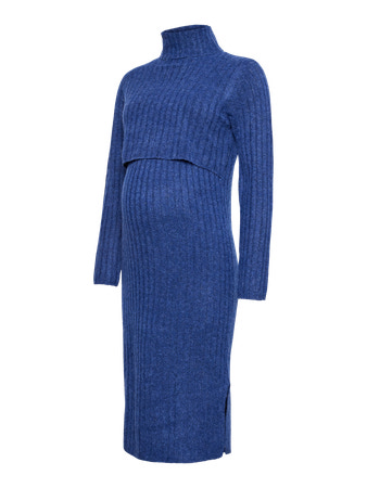 Mamalicious | Jurk Mlsuniva June Knit Midi Dress Mazarine Blue Melange