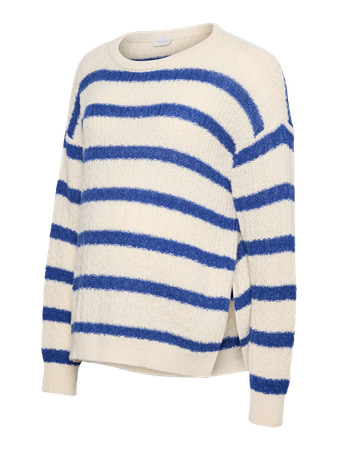 Mamalicious | Pull Mlnoa Vita Knit Top Birch Mazarine Blue Stripes