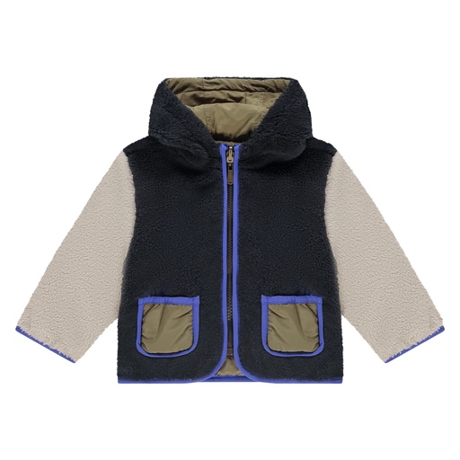 A Tiny Story | Jas Boys Baby Teddy Jacket Reversible Army