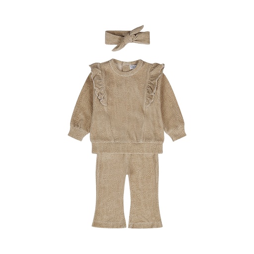 Dirkje | Outfit Girls Pretty Fall Babysuit + Headband Beige Grey 3-delig