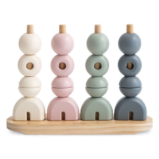 [557661] Mushie | Educatief Speelgoed Wooden Multi Shape Stacker Original 