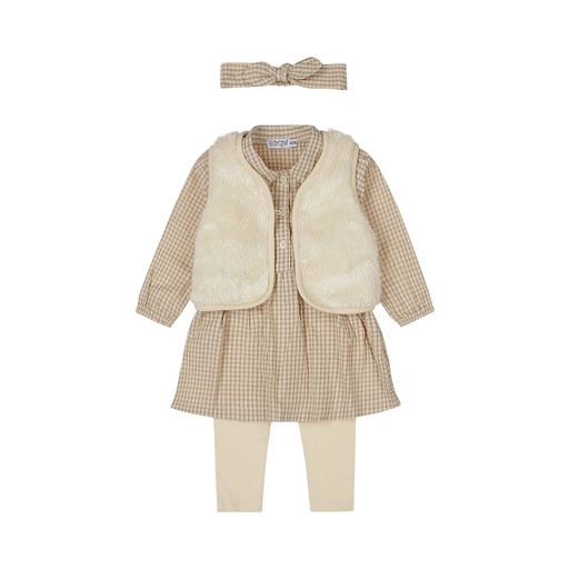 Dirkje | Outfit Girls Pretty Fall + Headband Taupe 4-delig