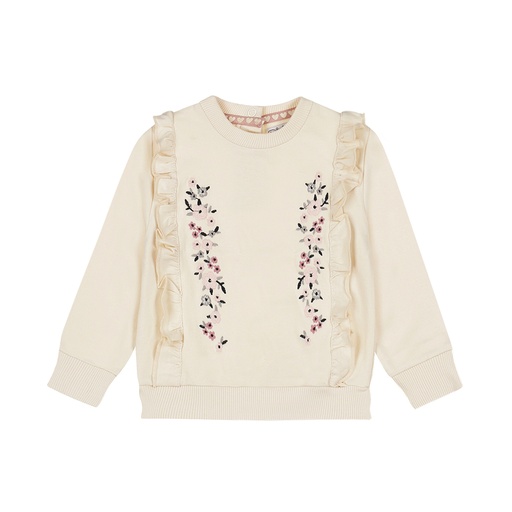 Dirkje | Pull Girls Little Flower Sweater Off White
