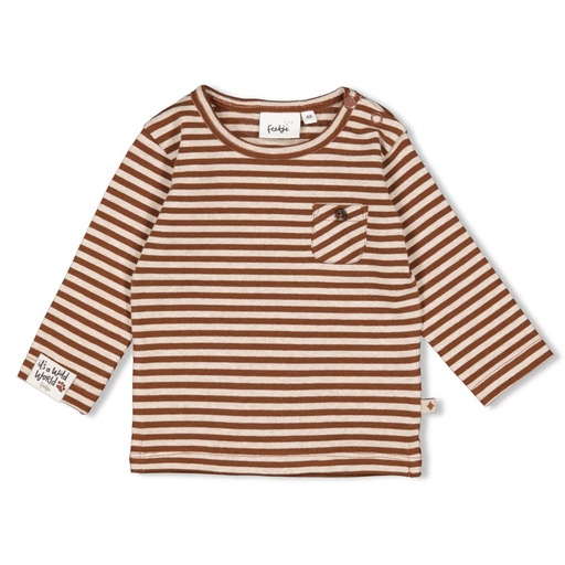 Feetje | T-shirt Wild World Longsleeve Stripes Bruin