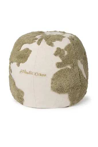 [559424] Lorena Canals | Pouf World Map Rugcycled Ecru/Bruin 45x50cm