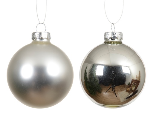 [559439] Kaemingk | Kerstbal Glas Mix Zilver Ø10cm 4-pack