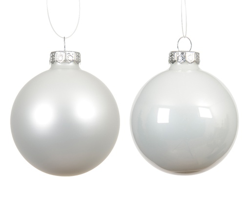 [559441] Kaemingk | Kerstbal Glas Mix Winterwit Ø8cm