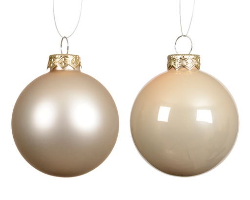 [559443] Kaemingk | Kerstbal Glas Mix Parel  Ecru Ø10cm 4-pack