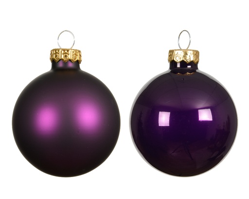 [559445] Kaemingk | Kerstbal Glas Mix Vijg Paars Ø8cm 6-pack