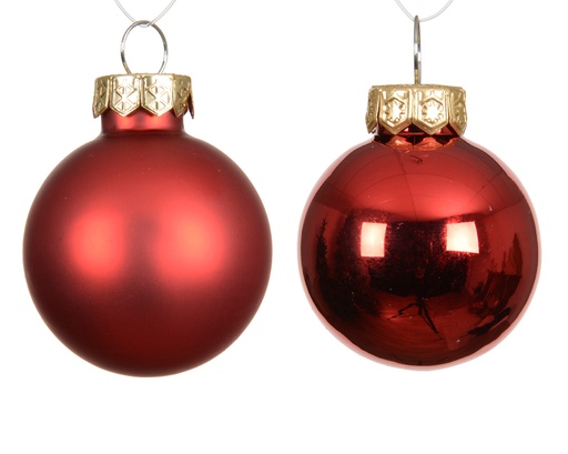 [559455] Kaemingk | Kerstbal Glas Mix Kerstrood Ø3,5cm 16-pack
