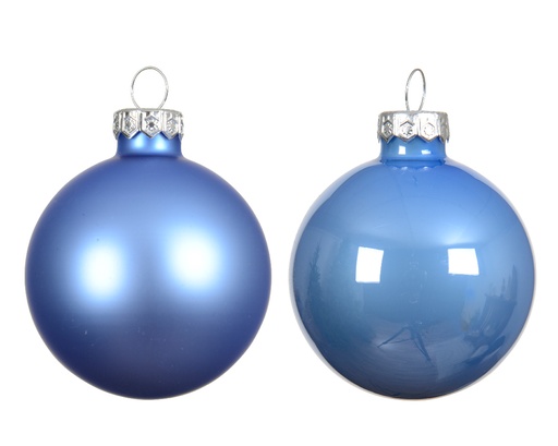[559474] Kaemingk | Kerstbal Glas Mix Sky Blue Ø8cm 6-pack