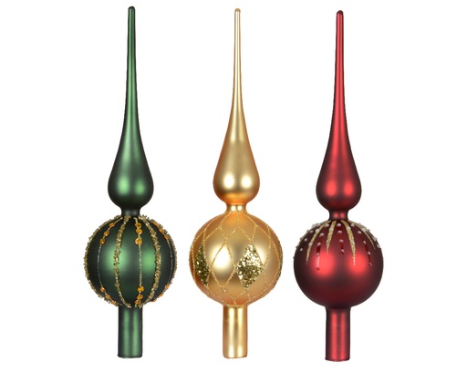 [559491] Kaemingk | Piek Glas Assortiment Groen/Goud/Rood