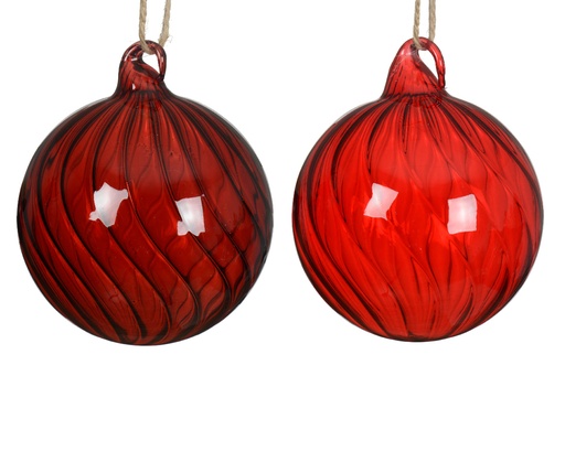[559671] Kaemingk | Kerstbal Glas Assortiment Rood Ø10cm