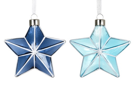 [559783] Kaemingk | Hangfiguur Glas Assortiment Ster Blauw