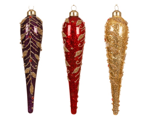 [559786] Kaemingk | Hangfiguur Glas Assortiment Rood/Goud 
