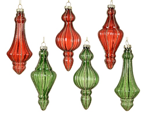 [559795] Kaemingk | Hangfiguur Glas Assortiment Ornament Rood/Groen 