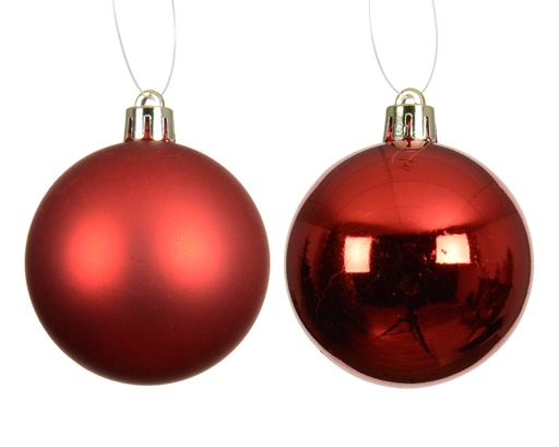 [559878] Kaemingk | Kerstbal Polystyreen Mix Kerstrood Ø8cm 6-pack