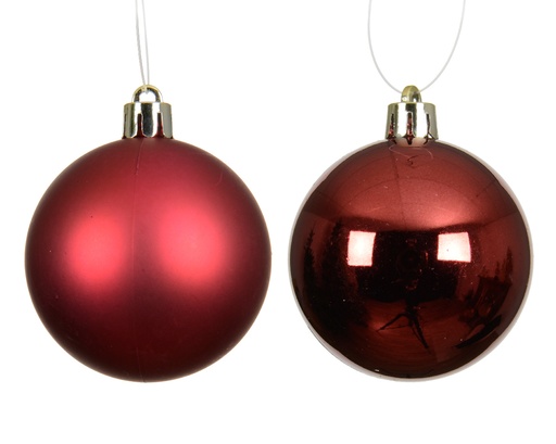 [559926] Kaemingk | Kerstbal Polystyreen Mix Ossenbloed Ø8cm 6-pack