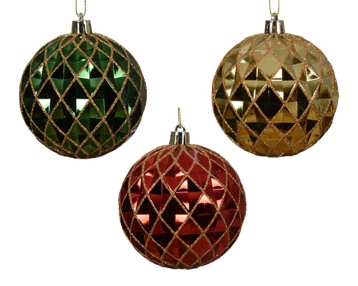 [560058] Kaemingk | Kerstbal Polystyreen Mix Groen/Rood/Goud Ø8cm