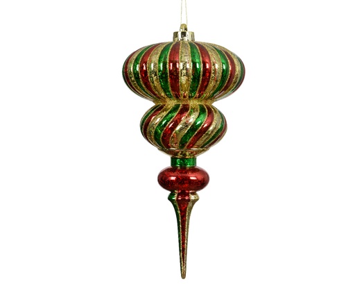 [560061] Kaemingk | Hangfiguur Polystyreen Ornament Gestreept Rood/Groen/Goud