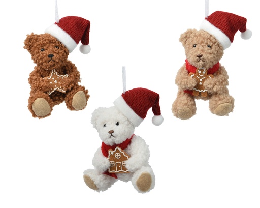 [560074] Kaemingk | Hangfiguur Mix Beer met Kerstmuts